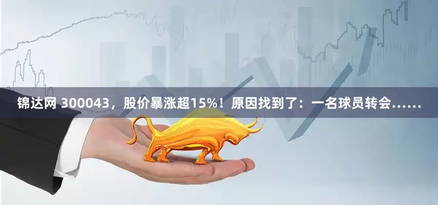 锦达网 300043，股价暴涨超15%！原因找到了：一名球员转会……